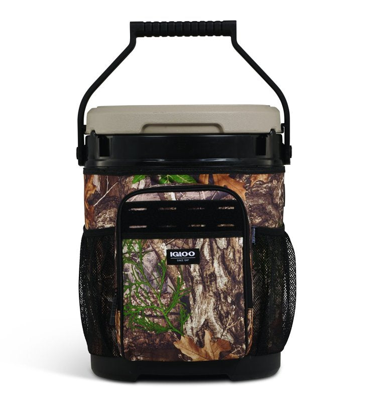 Igloo 00063550 Cooler Bucket, 14.96 in W, 14.96 in D, 17.32 in H, 20 qt, Polyester, Realtree Edge Body