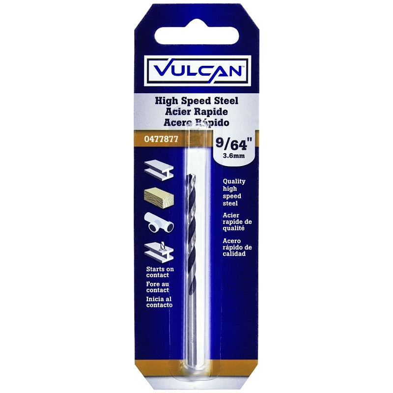Vulcan 230781OR Jobber Drill Bit, 9/64 in Dia, 2-7/8 in OAL, Straight Shank
