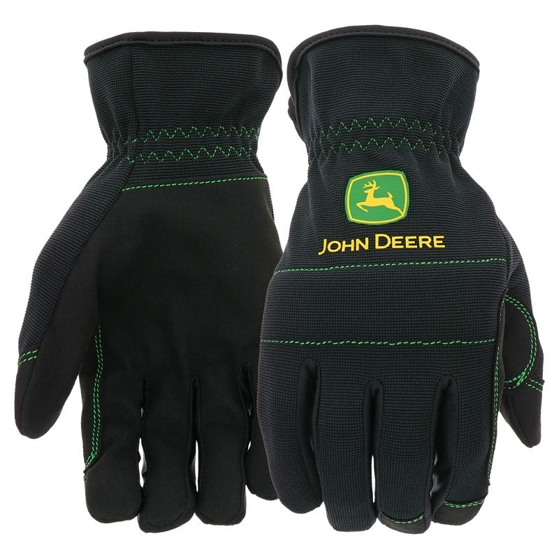 John Deere JD86021-XL High-Dexterity Work Gloves, XL, 4-3/4 in L, Slip-On Cuff, Polyester, Black