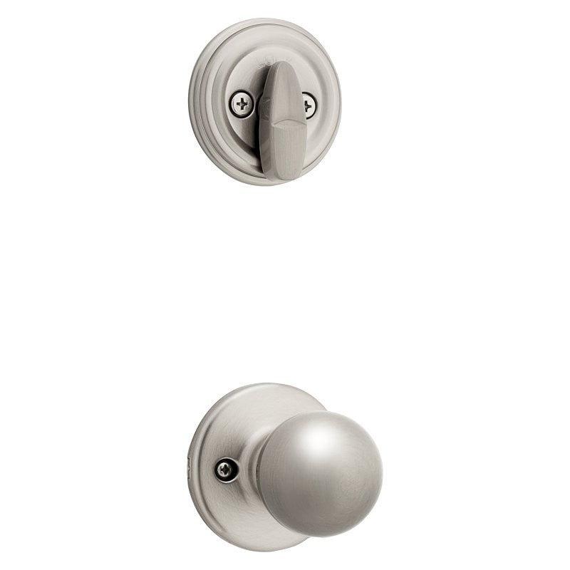 Kwikset 966P 15 Handleset Interior Trim, Polo, 3 Grade, Zinc, Satin Nickel, Reversible Hand, 1 in Edge Bore Dia