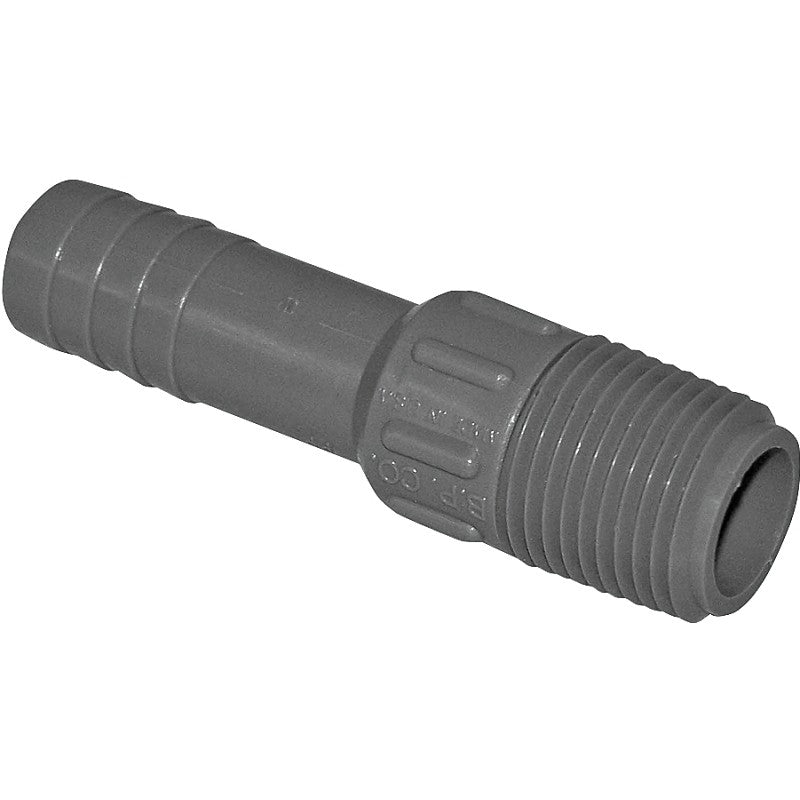 Boshart UPPA-05 Pipe Adapter, 1/2 in, MPT x Insert, Polyethylene, Gray
