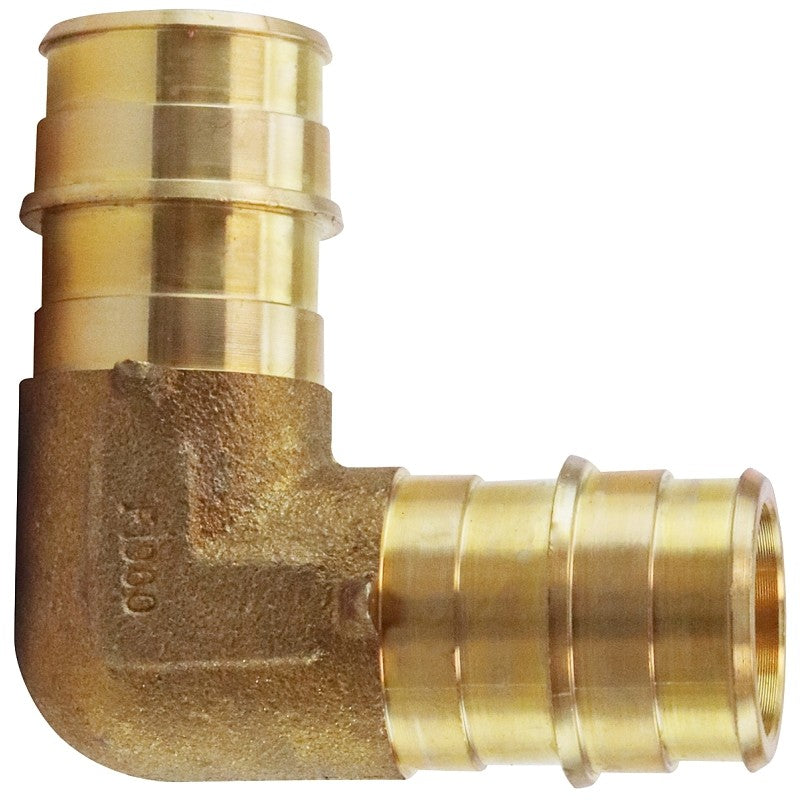 Apollo EPXE3434 Pipe Elbow, 3/4 in, Barb, 90 deg Angle, Brass, 200 psi Pressure, 1/PK