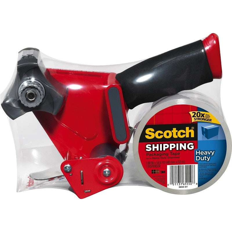 Scotch 3850-ST Series Packaging Tape, Heavy-Duty, 54.6 yd L, Clear, 1.88 in W, Polypropylene Backing