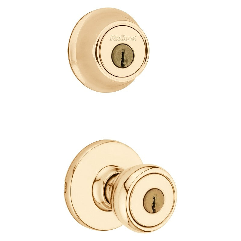 Kwikset 695T 3CP6ALRCSK6 Combination Lockset, Left, Right, Knob Handle, Tylo Design, Polished Brass, 3 Grade