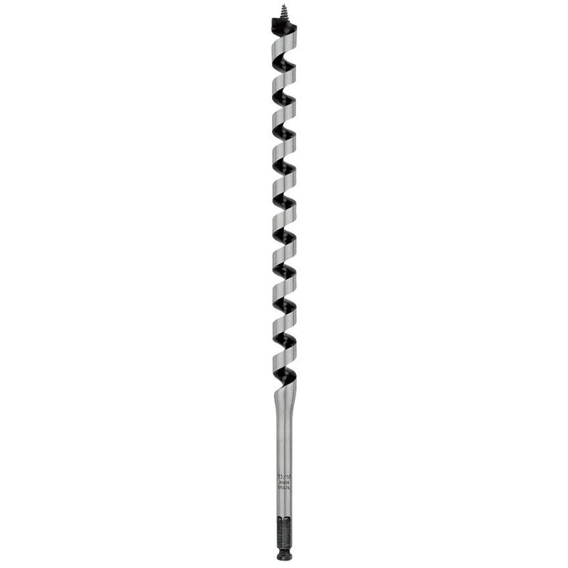 Irwin 3043010 Auger Drill Bit, 13/16 in Dia, 17 in OAL, Twist Flute, 1-Flute, 7/16 in Dia Shank