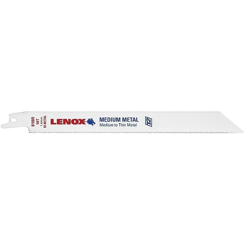 Lenox 20563S818R Reciprocating Saw Blade, 3/4 in W, 8 in L, 18 TPI, HSS Cutting Edge