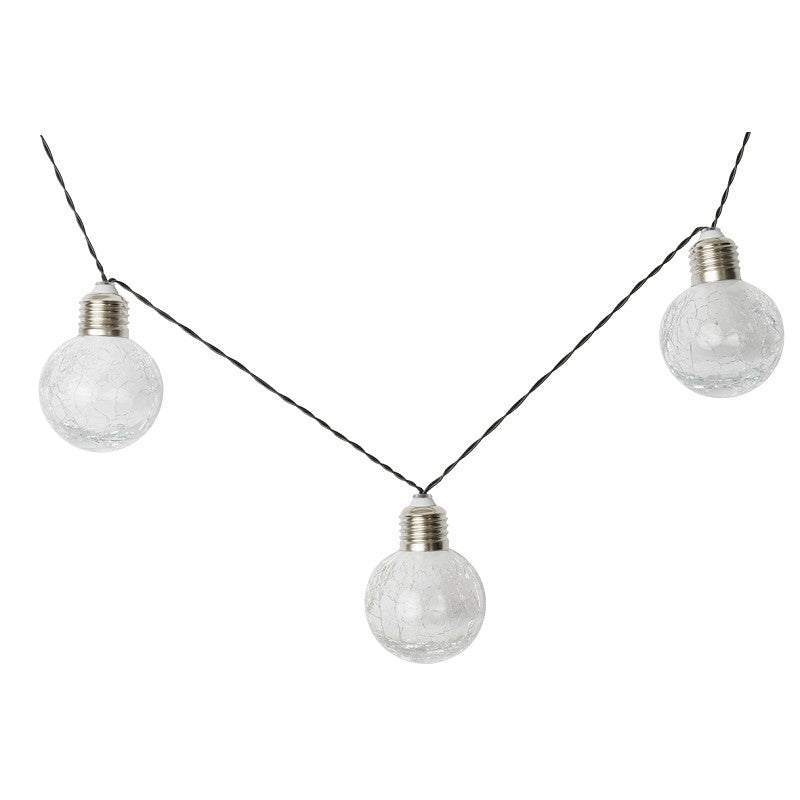 Boston Harbor 27101 Solar Crackle Glass Ball String Light, Ni-MH Battery, AA Battery, 10-Lamp, LED Lamp, Clear