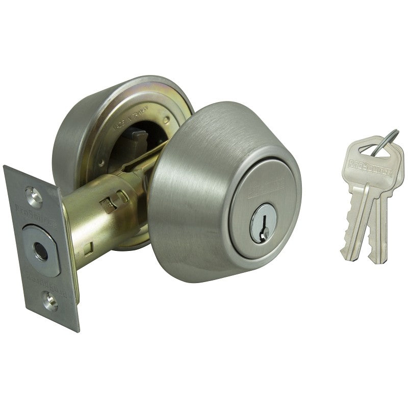 ProSource DB62V-PS Deadbolt, 3 Grade, Stainless Steel, 2-3/8 to 2-3/4 in Backset, KW1 Keyway (Pack of 3)