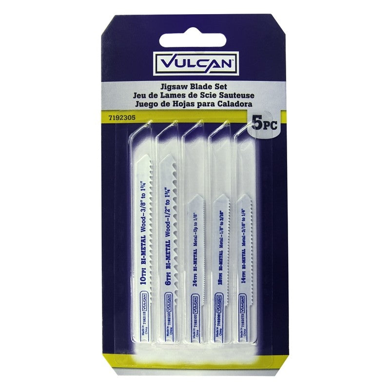 Vulcan 823420OR Jig Saw Blade Kit, 2-3/4, 3-1/2 in L, From 6 to 24 TPI, HSS Tooth Cutting Edge