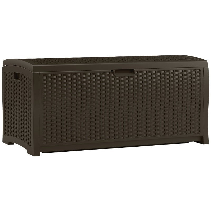 Suncast DBW7300 Wicker Deck Box, 46 in W, 21-1/2 in D, 22-1/2 in H, Resin, Java