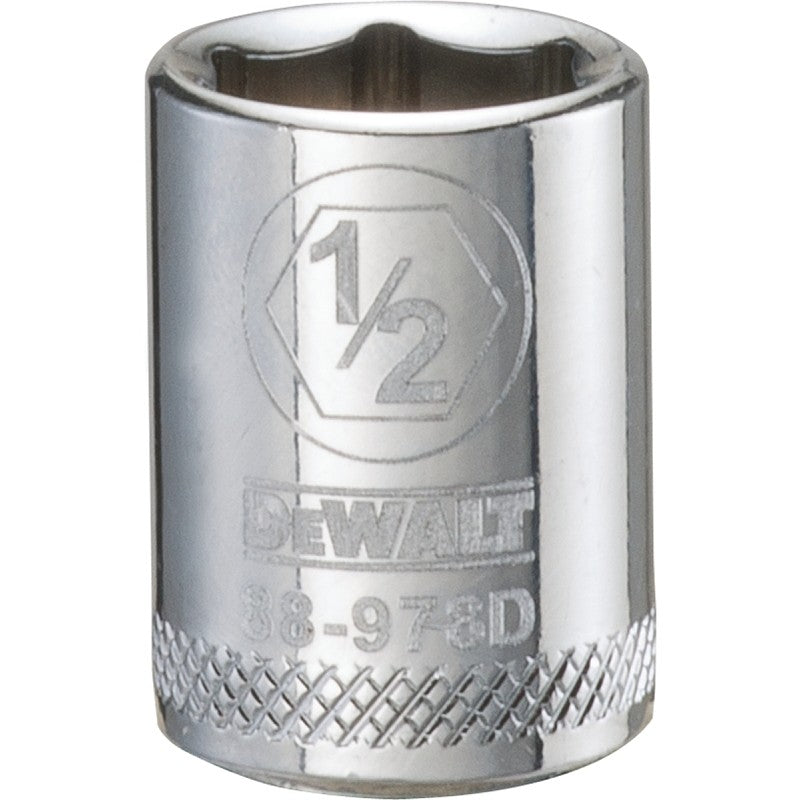 DEWALT DWMT88978OSP Hand Socket, 1/2 in Socket, 3/8 in Drive, 6-Point, Vanadium Steel, Polished Chrome