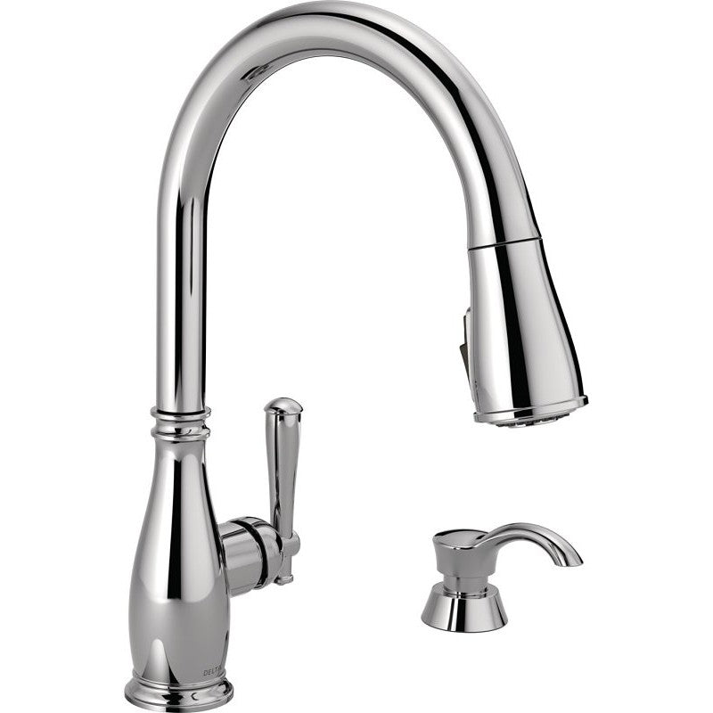 Delta Charmaine Series 19962Z-SD-DST Pull-Down Kitchen Faucet, 1.8 gpm, 1-Handle, 1, 2, 3, 4-Faucet Hole, Metal