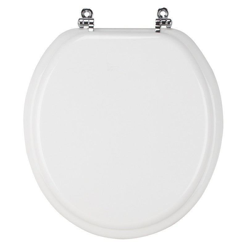 ProSource T-17WMC Toilet Seat, Round, MDF Molded Fiberboard, White, Bar Hinge