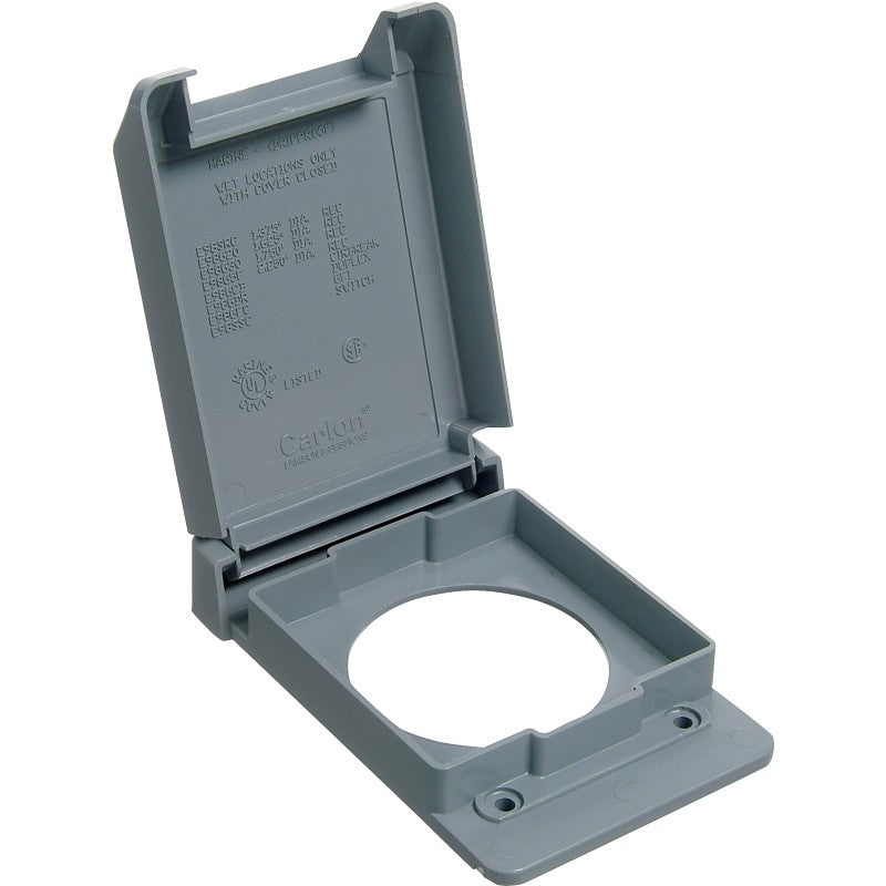 Carlon E98G5FN-CAR Device Cover, 4-53/64 in L, 3-11/16 in W, Rectangular, 1-Gang, Plastic, Textured, Gray