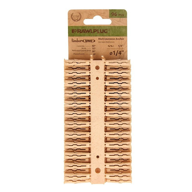 Rawlplug Rawl Uno Series R-U0-1/4-96-TB Multi-Purpose Anchor, 1-1/4 in L, Polypropylene/Timber