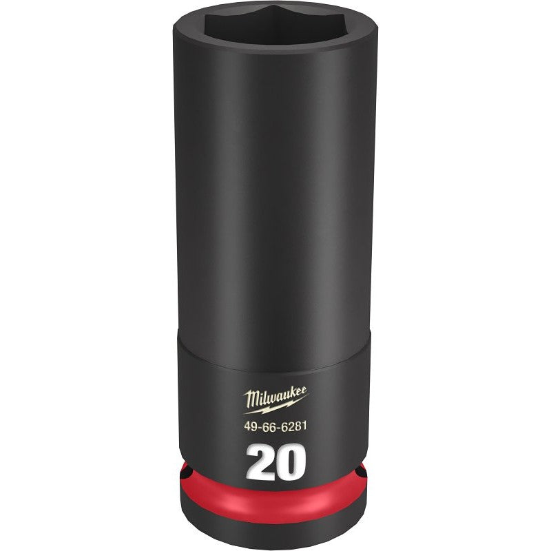 Milwaukee SHOCKWAVE Impact Duty Series 49-66-6281 Deep Impact Socket, 20 mm Socket, 1/2 in Drive, Square Drive, 6-Point