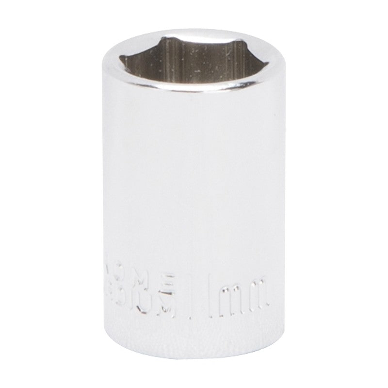 Vulcan MT6490221 Drive Socket, 11 mm Socket, 1/4 in Drive, 6-Point, Chrome Vanadium Steel, Chrome