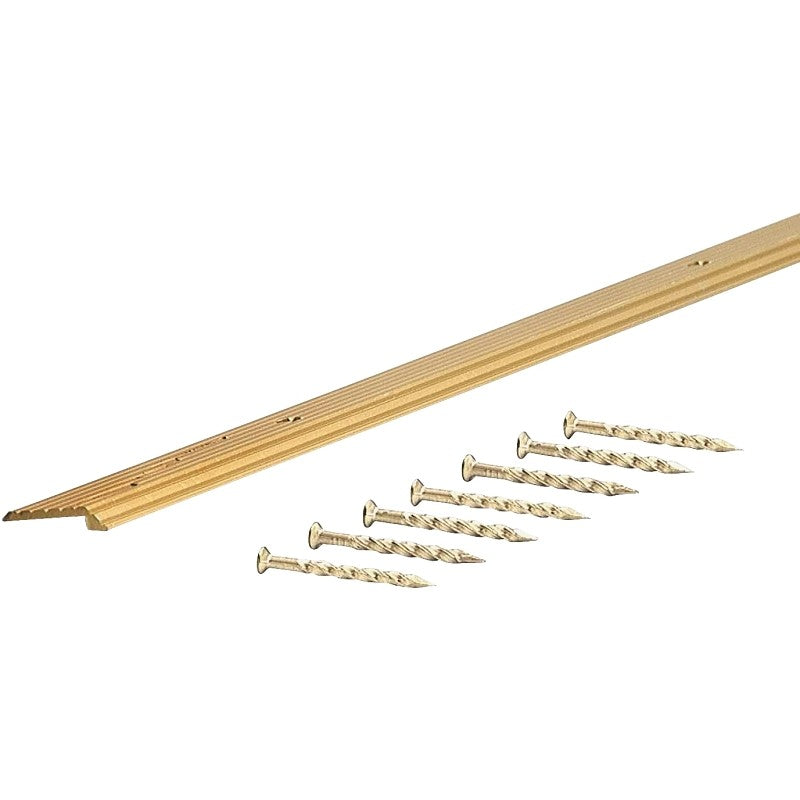 M-D 79038 Tile Edge, 36 in L, 3/4 in W, Vinyl, Satin Brass
