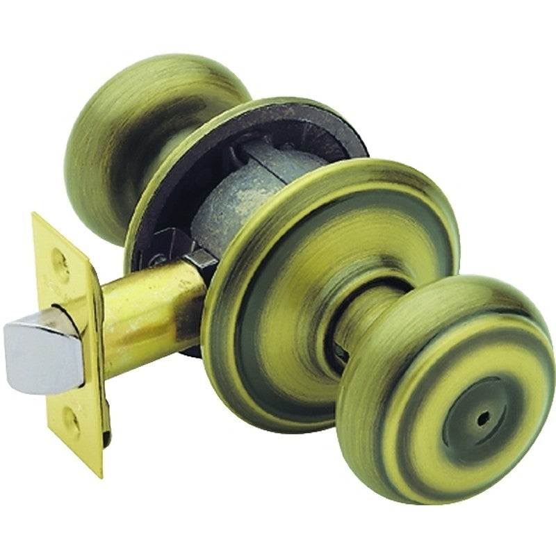 Schlage Georgian Series F40 GEO 609 Privacy Lockset, 2.31 in L x 2.75 in W x 2.75 in H Dimensions, Yes, Antique Brass
