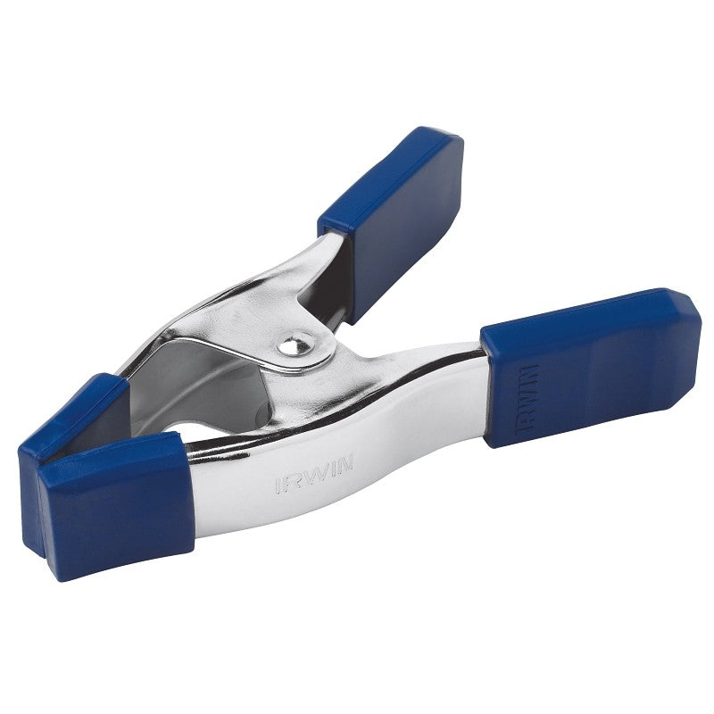 Irwin 222702 Spring Clamp with Soft Grip Pad, 2 in Clamping, Steel, Blue/Silver