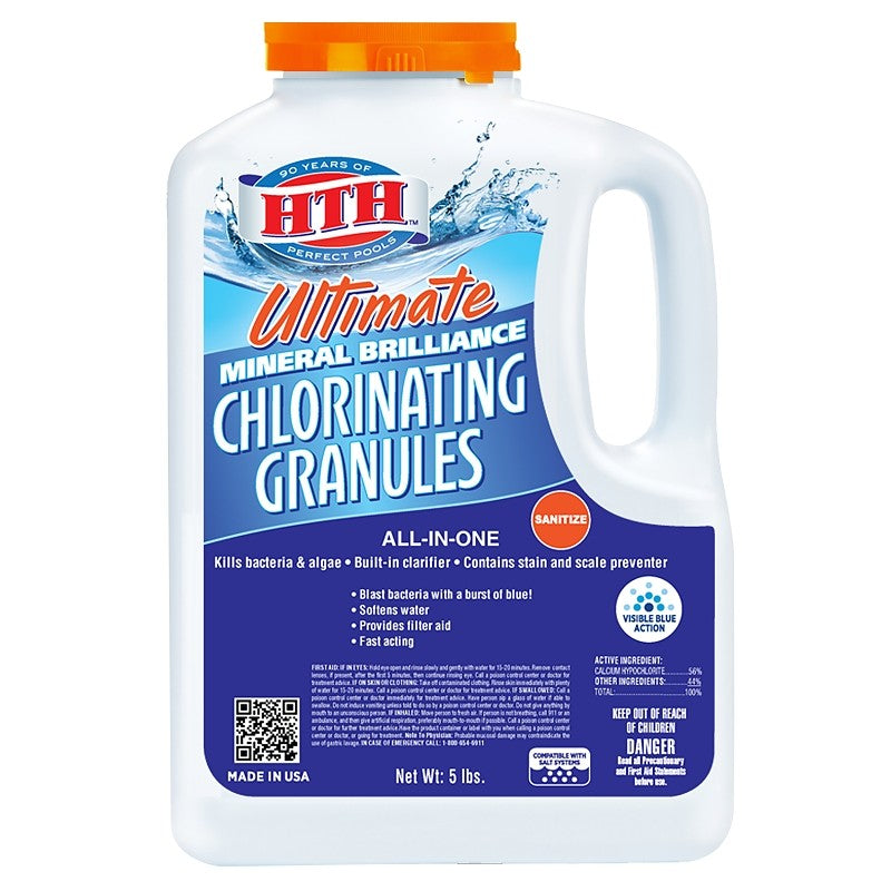 HTH Ultimate Mineral Brilliance 22007 Chlorinating Granule, Powder, Chlorine-Like, 5 lb (Pack of 3)