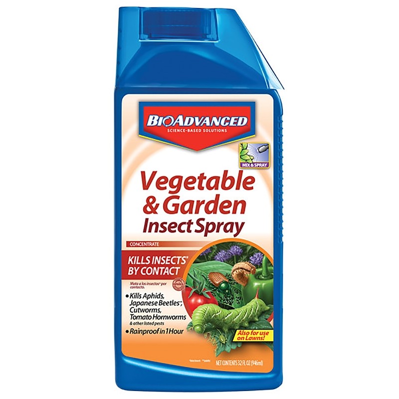 BioAdvanced 701521A Vegetable and Garden Insecticide, Liquid, Spray Application, 32 oz Bottle