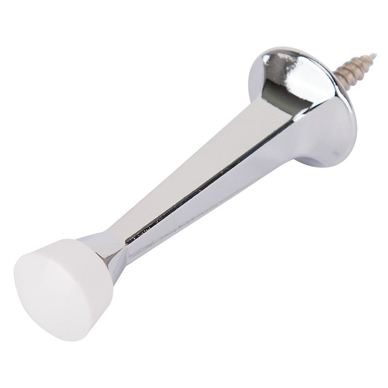 ProSource CL-208P-CH-PS Heavy-Duty Rigid Door Stop, 1 in Dia Base, 3 in Projection, Die-Cast Zinc & Plastic, Chrome