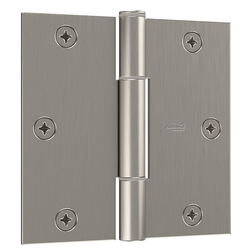 National Hardware Squeak Guard Series N830-448 Door Hinge, 3-1/2 in H Frame Leaf, 3/32 in Thick Frame Leaf, Steel, 50 lb