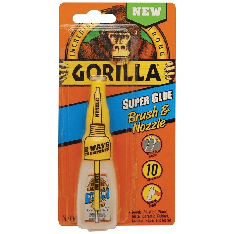 Gorilla 7500102 Super Glue Brush and Nozzle, Straw/White Water, Liquid, Irritating, 10 g