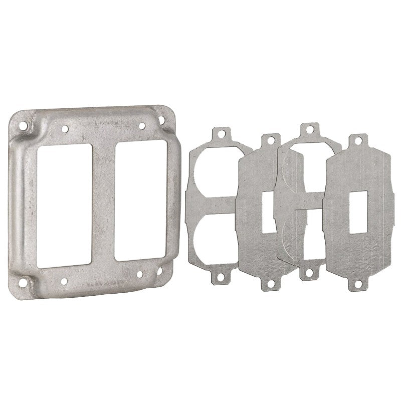 Raco 809U Universal Exposed Work Cover, 0.563 in L, 4-1/8 in W, Square, 2-Gang, Steel, Gray (Pack of 10)