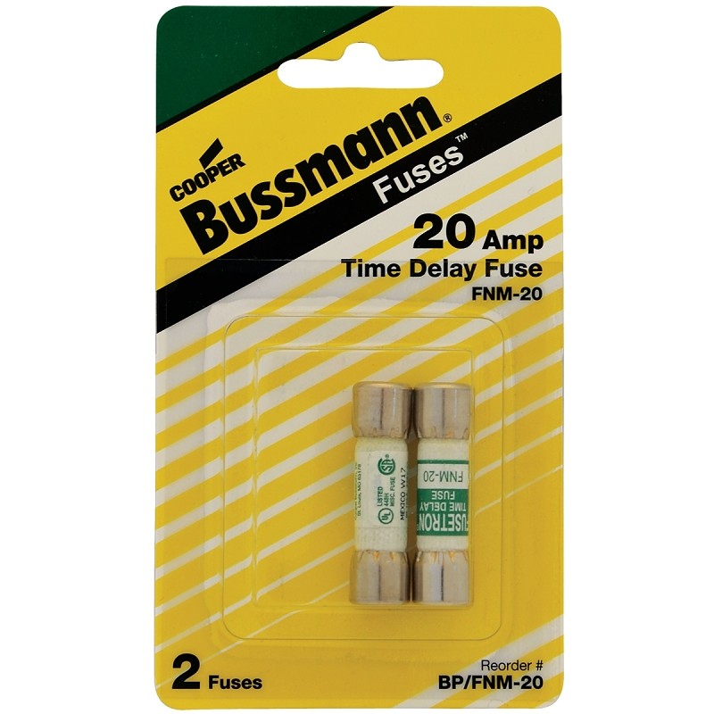 Bussmann BP/FNM-20 Series Time Delay Fuse, 20 A, 250 V, 10 kA Interrupt, Melamine Body