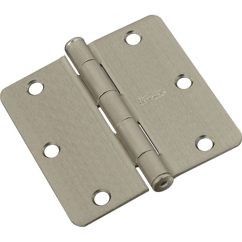 National Hardware N830-245 Door Hinge, 1/4 in Corner Radius, Steel, Satin Nickel, Non-Rising, Removable Pin, 50 lb