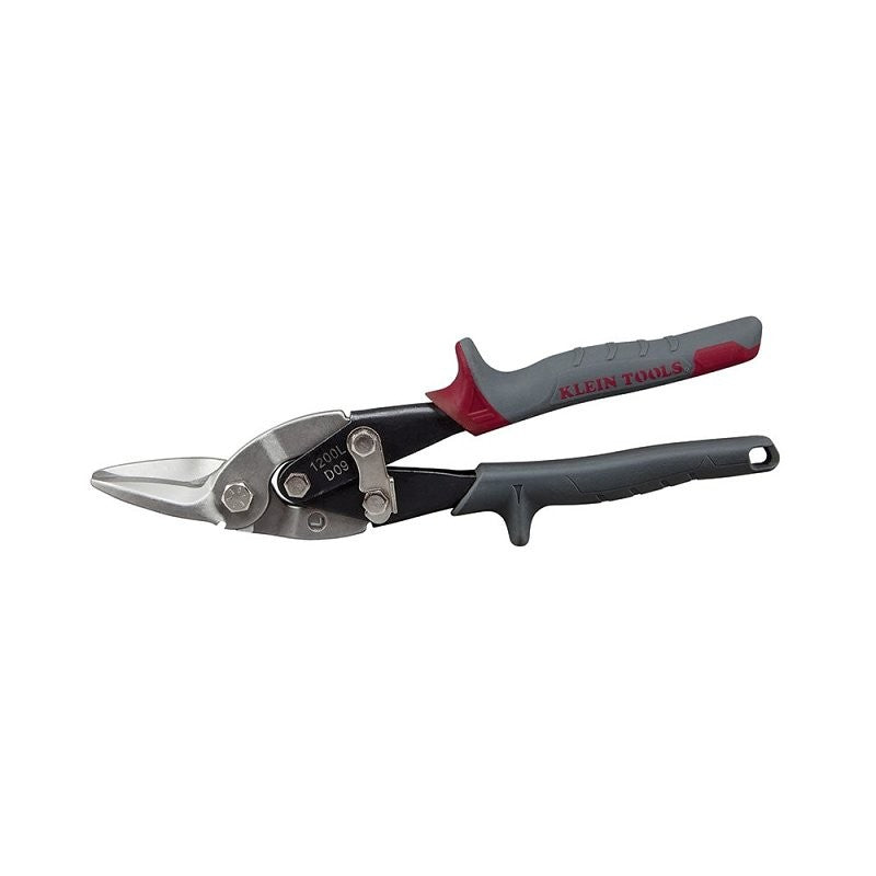 Klein Tools 1200L Aviation Snip, 10.063 in OAL, 1-1/2 in L Cut, Left, Straight Cut, Steel Blade, Red Handle