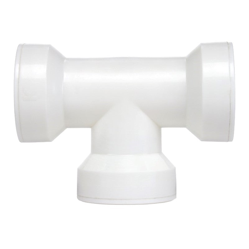 Insta-Plumb 48QLK Coupling Pipe Tee, 1-1/2 in, Push-Fit, Plastic, White