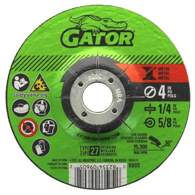 GatorBlade 9605 Cut-Off Wheel, 4 in Dia, 1/4 in Thick, 5/8 in Arbor, 24 Grit, Silicone Carbide Abrasive