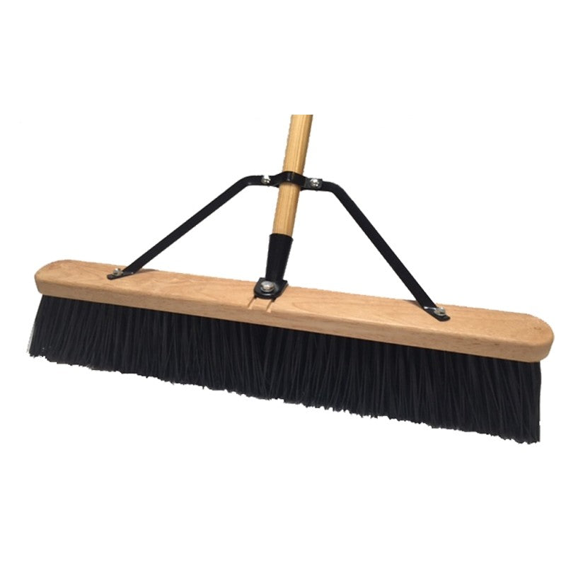 Simple Spaces 93135 Push Broom, 24 in Sweep Face, 4 in L Trim, Polypropylene Bristle, 60 in L, Bolt with Brace