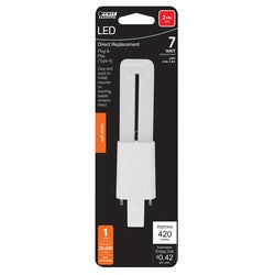 Feit Electric BPPL7/827/LEDG2/HDRP LED Bulb, Twin Tube, 420 Lumens, 3.5 W, PL Lamp, G23 Lamp Base, Non-Dimmable, 1/PK