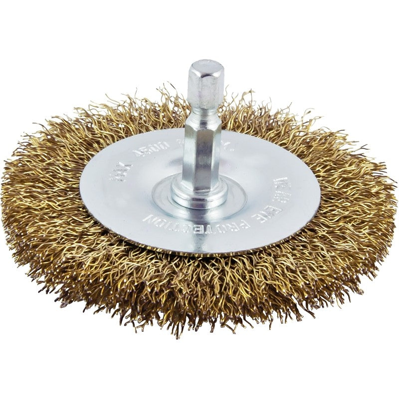 Vulcan 322121OR Wire Wheel Brush, 4 in Dia, 1/4 in Quick Change Shank in Arbor/Shank