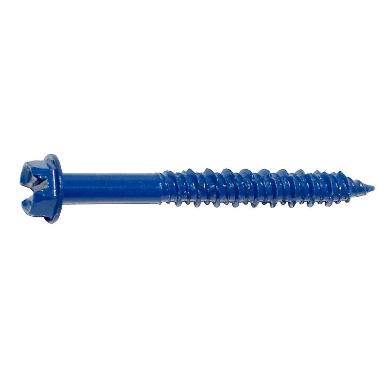 Midwest Fastener 09268 Masonry Screw, 1/4 in Dia, 2-1/4 in L, Steel, 3/16 in Drill, 100/PK