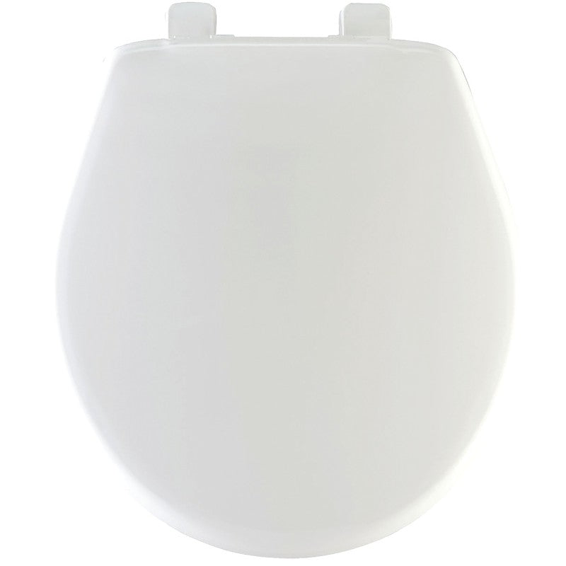 Mayfair 80SLOW000 Toilet Seat, Round, Plastic, White, Hex-Tite Hinge