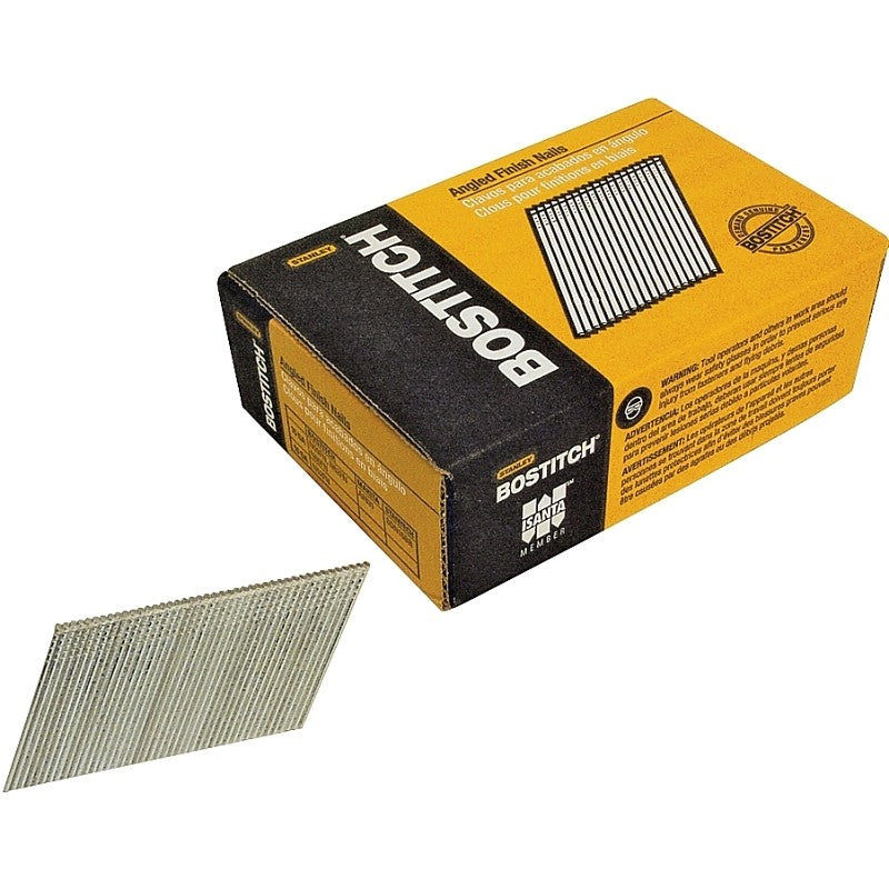 Bostitch FN1536 Finish Nail, 2-1/4 in L, 15 Gauge, Galvanized Steel, Coated, Round Head, Smooth Shank