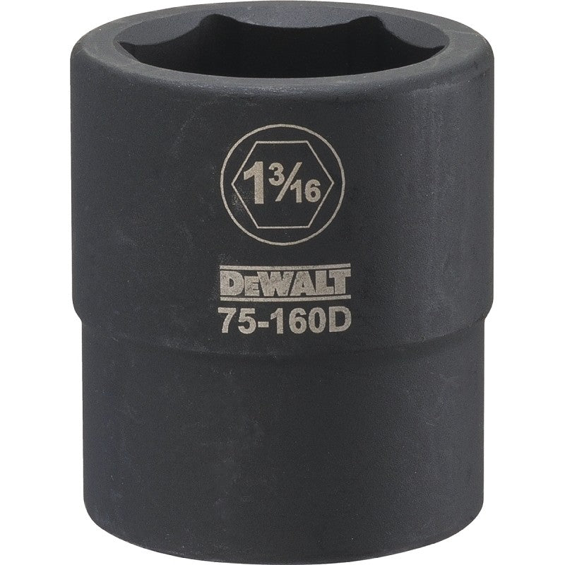 DEWALT DWMT75160OSP Impact Socket, 1-3/16 in Socket, 3/4 in D Socket, 3/4 in Drive, 6-Point, CR-440 Steel, Black Oxide