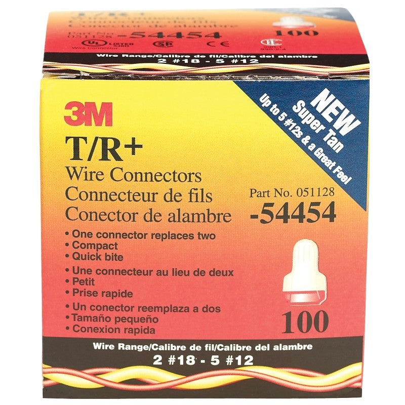 3M Performance Plus T/R+ Wire Connector, 22 to 8 AWG Wire, Steel Contact, Red/Tan