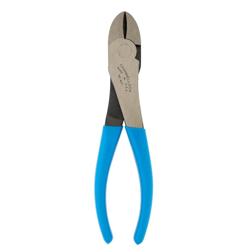 Channellock 447 Diagonal Cutting Plier, 7-3/4 in OAL, Blue Handle, Ergonomic Handle, 1.06 in W Jaw, 1.02 in L Jaw