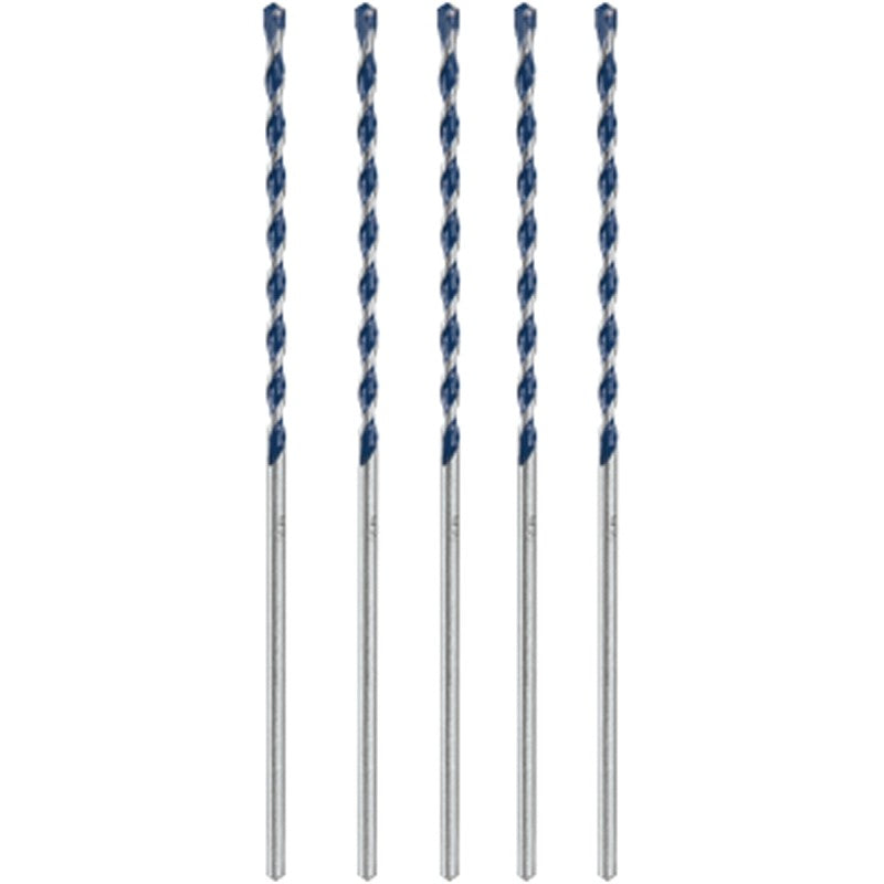 Bosch HCBG0205T Hammer Drill Bit Set, 5/32 in Dia, 6 in OAL, Milled Flute, 5/32 in Dia Shank, Hex Shank