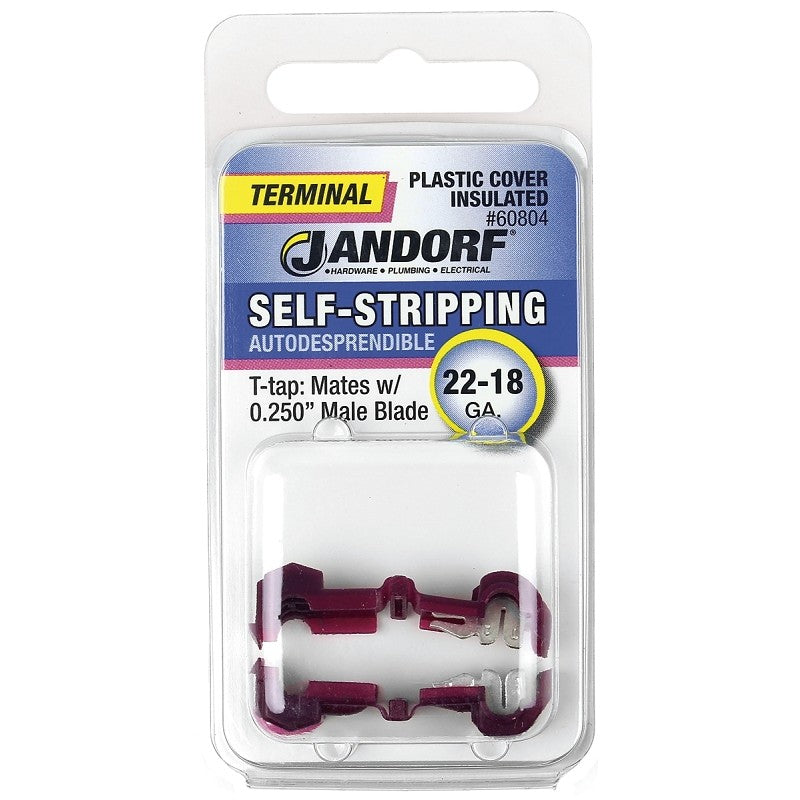 Jandorf 60804 Terminal, 22 to 18 AWG Wire, Plastic Insulation, Copper Contact