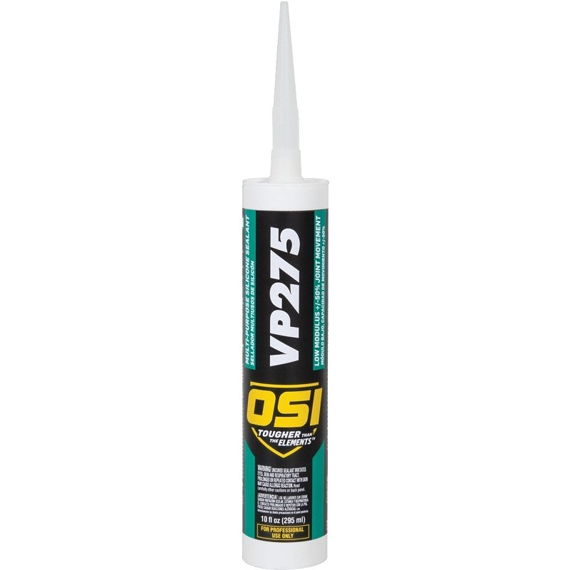 OSI VP275 1493958 Silicone Sealant, Clear, 7 to 14 days Curing, -5 to 170 deg F, 10 fl-oz Cartridge