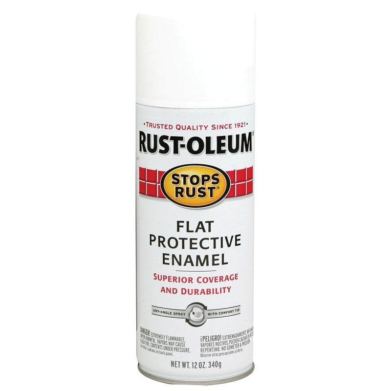 Rust-Oleum 7790830 Rust Preventative Spray Paint, 12 oz Can, 6 to 10 sq-ft Coverage Area, Oil Base, Flat, White