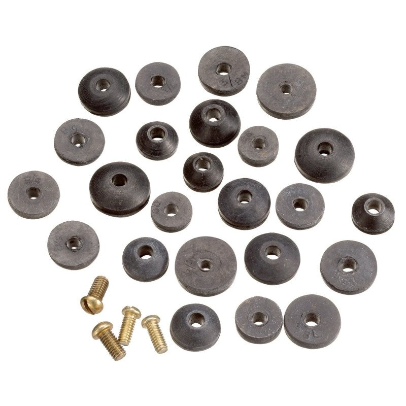 Plumb Pak PP805-21 Faucet Washer Assortment, Beveled, Brass/Rubber, For: Sink and Faucets