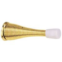 Heavy Duty Spring Door Stops 3 Inch Bright Brass 2 Pack